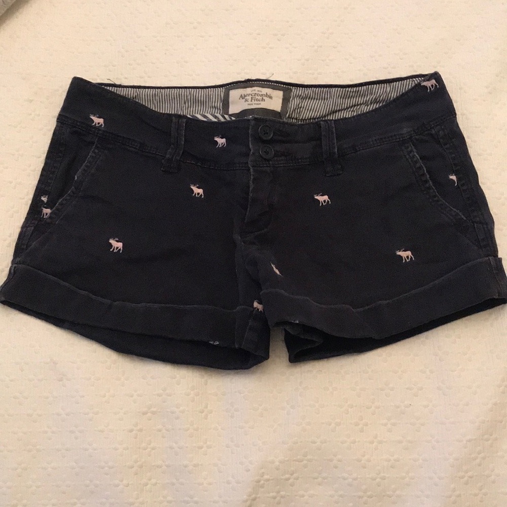 Grey Jean Shorts with Moose Pattern